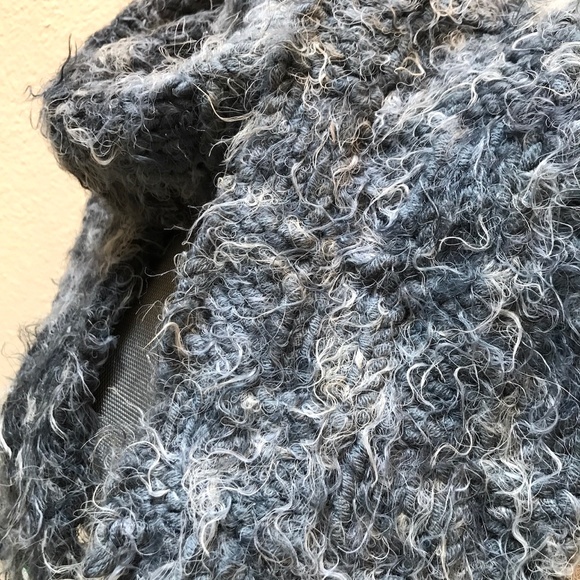 Warm Soft Scarf. Handknitted. Mixed Fibers. Deep Grey Blue & Light Blue. NWT. - Picture 4 of 8